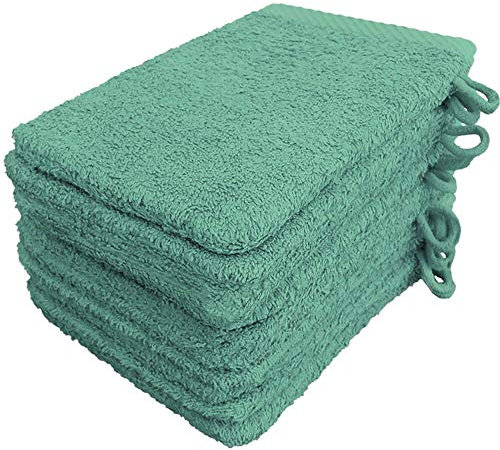 Lanudo Pure Line Waschlappen Waschhandschuh, 10er Set, Reine Frottier Baumwolle, 21 x 15 cm, Farbe Mint-Grün