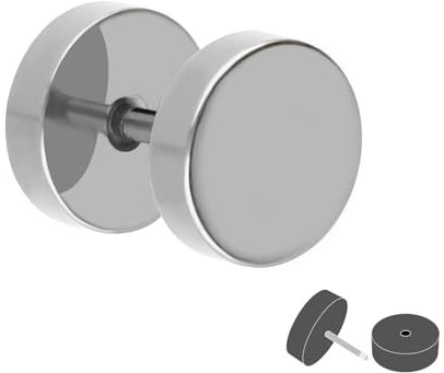 Treuheld Fake Plug - Titan Ohrstecker zum Schrauben - Silber - Damen & Herren - 8mm