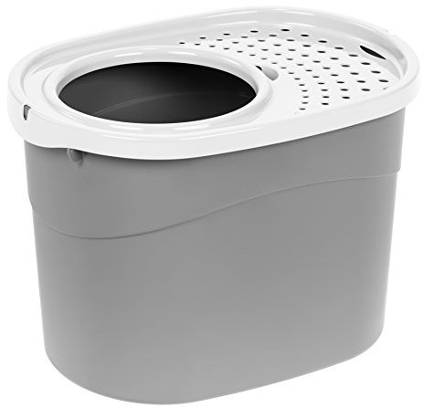 IRIS USA Top Entry Cat Litter Box, White/Gray TECL-20