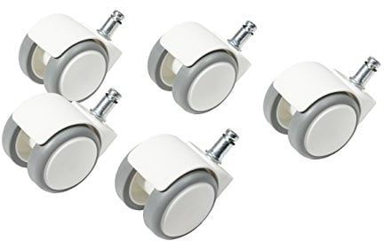 Topstar Bürostuhlrollen Hartbodenrollen Set 5 Stk. Topstar S'Neaker Rollendurchmesser 50mm / Stiftgröße 10mm weiß/grau, Aus Kunststoff