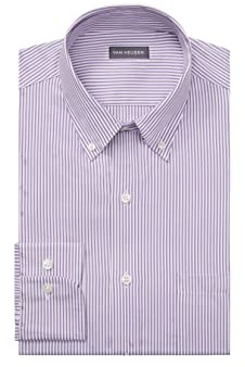 Van Heusen Pinpoint Regular Fit Stripe Button Down Collar Dress Shirt Camicia Elegante Uomo (Pacco da 1)
