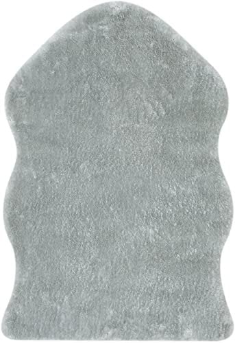andiamo Teppich Lambskin - Kunstfell - flauschiger Teppich Schlafzimmer - geeignet als Bettvorleger Schlafzimmer oder als Fellteppich Wohnzimmer - Lammfellimitat pflegeleicht 55 x 80 cm hellgrau
