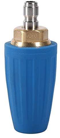 Buse Turbo Rotative Haute Pression en Laiton et Acier Inoxydable, 3000 PSI, Bleu, Compatible avec Nettoyeur Haute Pression, Raccord BSP 1/4 Pouce, 4x7,8 cm