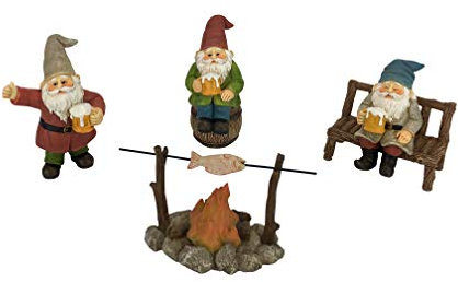 GlitZGlam Nains Joyeux compagnons de taverne ! - Un Ensemble de 5 pièces de Nains de Jardin pour Le Jardin Miniature enchanté