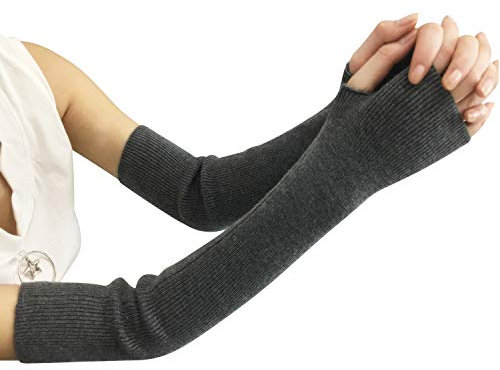 Amorar Damen Winter Handschuhe Gestrickte Armstulpen Kaschmir Armwärmer Lange Fingerlose Pulswärmer Hand-Stulpen Handwärmer Armhülse