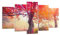 Deco Cadre Décoration Salon arbre nature prairie Moderne Impression sur Toile 160x85cm Image Tableau Decoration Murale Chambre Triptyque 5 parties Art Wall Tableaux Decoratifs Muraux EA160x85-3658