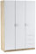 Dmora - Cloakroom Allentown, Bedroom wardrobe with 3 doors and 3 drawers, Cabinet with clothes hanger bar and 3 shelves, 121x52h180 cm, White and Oak