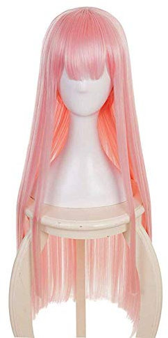 ZGNGLIZ Pink Lange Cosplay Perücke für Darling in der Franxx Zero Two Perücke Halloween Kostüm Perücke mit Free Perücke Cap