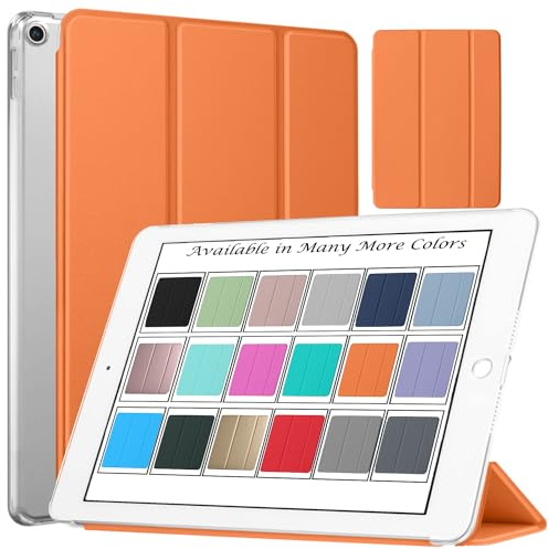 DuraSafe Cases for iPad Air 1 Air 2 9.7 inch 5 6 [ 5th 6th Air 1st 2nd ] A1474 A1475 A1476 MD785LL/A MD788LL/A MD786LL/A MD789LL/A Trifold Hard Smart PC Translucent Back Cover - Orange