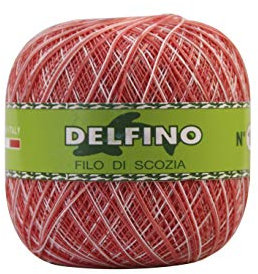DELFINO Sfumato Filato Cotone per Uncinetto 100g - Disponibile in più Colori e Spessori - Gomitolo Colore sfumato Rosso Sfumato (086) - Spessore Numero 5-100% Filo di Scozia