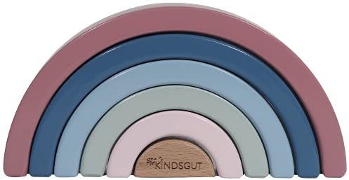 Kindsgut Holzregenbogen für Kleinkinder, Spielzeug zum stapeln und sortieren in hochwertiger Qualität, Schlichtes Design und dezente Farben für Spielspaß, schönes Geschenk, Regenbogen