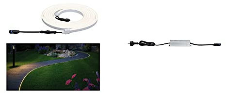 Paulmann 94191 Plug & Shine LED Außenleuchte flexible Neon Stripe incl. 1x31 Watt IP67, Weiß, 3000 K & 988.49 Outdoor Plug & Shine Power Supply IP44 230/24V DC 75W, Trafo Transformator Aussenleuchten