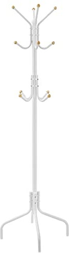 SONGMICS Garderobenständer, Kleiderbügel aus Metall mit 12 Haken, Garderobe, 4 Beine, Jackenständer für Mäntel, Hüte, Taschen, für Flur, Schlafzimmer, Büro, weiß RCR031W01