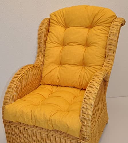 Premium Qualität - Polster/Kissen/Ersatzpolster für Rattan Ohrensessel/Rattansessel, Colore Giallo (gelb)