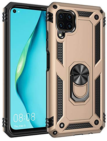 yanzi Compatibile con HuaWei P40 Lite/Nova 6SE/Nova 7i Telefono Cover(2020)+3D Vetro Temperato[Militare-Antiurto]-[Supporto] TPU Bumper Robusta Silicone Protezione Custodia per P40 Lite-Oro