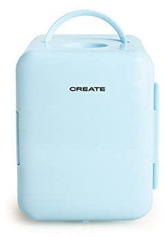 CREATE / FRIDGE MINI BOX/Mini frigorífico para cosméticos azul pastel/Diseño retro, función frío y calor, capacidad de 4L, fácil de transportar, 48W