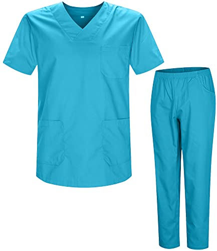 Misemiya - Ensemble Uniformes Unisexe Blouse - Uniforme Médical avec Haut et Pantalon - Ref.8178-3XL, Cyan