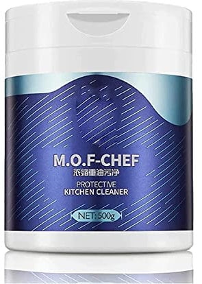 Mof Chef Cleaner Powder, Schäumender Schwerölflecken-Pulverreiniger, Allzweck-Fleckenentferner für die Küche, Entferner für hartnäckige Flecken und Fette für Dunstabzugshaube, Töpfe, Grill, Spüle