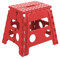 Acan Tradineur - Taburete Plegable Multiusos - PVC - Escalera Infantil Antideslizante - Altillo para Cocina o Baño - Reposapiés para Niños - Máx. 150 kg (Rojo - 32 x 22 x 29 cm)