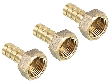 PATIKIL Tuyau Cannelé Raccord Droit 10mm Barbelé G3/8 Femelle Filetage, 3 Lot Laiton Mini Tuyau Connecteur, Jaune