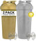 [Lot de 2] bouteilles shaker de 800 ml (or, argent) | Lot de 2 shaker de protéines avec agitateurs | L'ensemble de bouteilles shaker de protéines est sans BPA et passe au lave-vaisselle