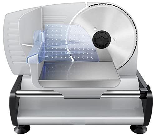 Meat Slicer, Household Vegetable Food Slicer, 200W Electric Deli Food Slicer with Removable 7.5'' Stainless Steel Blades, 0mm-15mm Adjustable Thickness Food Slicer Machine