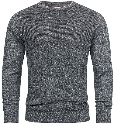 Indicode Herren INReign Strickpullover aus 100% Baumwolle mit Rundhals | Klassischer Feinstrickpullover aus weicher Baumwolle mit O-Neck, Strickpullover, Herrenpullover, Freizeitpullover für Männer