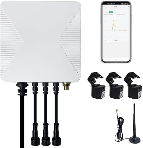 OWON Tuya Smart Home - Monitor di energia Wi-Fi a 3 fasi, misuratore di potenza bidirezionale a 1 o 3 fasi con 3 morsetti da 80A, misurazione solare/netta, misuratore di energia elettrica in tempo