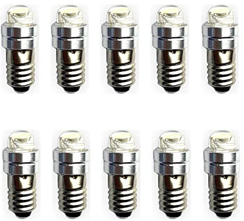 GutReise E5 LED lampadine, 10PCS E5 vite lampadina indicatore lampade DC3V-6V & DC9V-24V Bianco freddo e bianco caldo 0.2Watts 6-7Lm (DC9-24V, Bianco caldo)