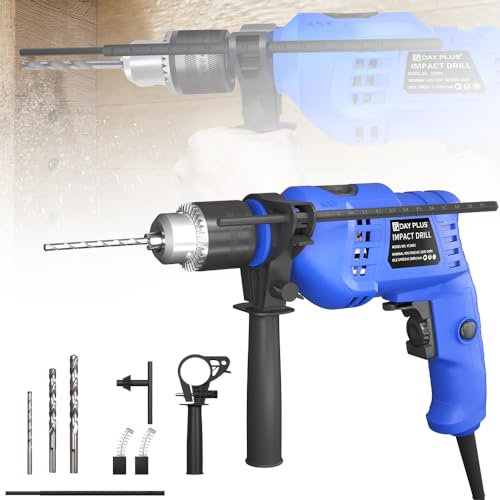 Electric Hammer Drill Corded 850W, Power Hammer Drill with 360° Rotating Handle, 0-3000 RPM Variable Speed, 13mm Metal Chuck, Depth Gauge, Impact Hammer Drill with 3pc Cement Drill Bits for Home, DIY