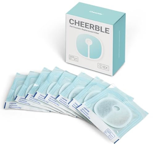 Cheerble 8Pcs Filters for E1/E1+ Cats Dogs Drinking Fountain, Water Filter, Filter for Cat Fountain(Pack of 8)