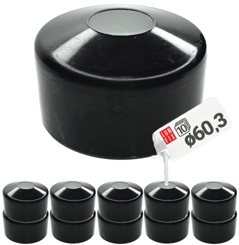 Pfostenkappen Zaunkappe Zaunpfahlkappe Rohrkappe Schwarz Pfostenabdeckung 2 / 60,3 mm Rund 10er Set