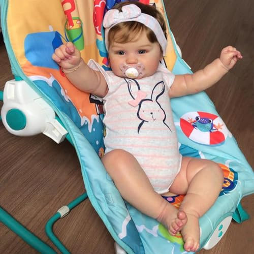 Zero Pam Muñecas Bebe Reborn Realista Con Pelo 50 CM Dulce Sonrisa Bebe Reborn Niña Bebé Reborn Silicona Cuerpo Completo Vinilo Con Los Ojos Azules Abiertos Que Parece Real Bebés Recién Nacido Toddler