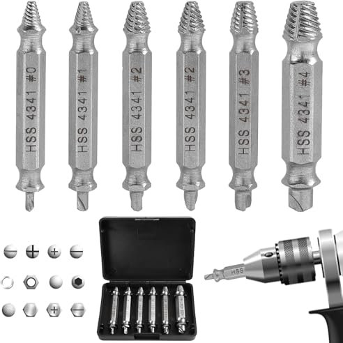 Lot de 12 extracteurs de vis endommagées, extracteur de vis cassées, extracteur de boulons arrondis, kit de retrait facile de vis dénudées pour vis à tête dénudée, écrous, boulons