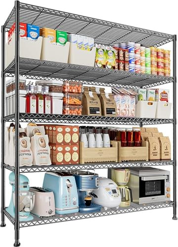 Taotigzu Lagerregal mit 5 Ebenen, 44,5 x 115,5 x 180 cm, Kapazität 450 kg, Schwerlastregal, Industriestil, für Küche, Garage