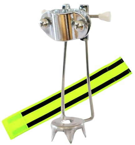 Eiskralle mit Zackenkranz – Hochklappbar, Für alle Stöcke & Unterarmgehstützen (16-25mm) | Bestmöglicher Halt auf EIS & Schnee | Leichte Montage | + Olanmarp Armband mit Streifen (1 Stück Eiskralle)