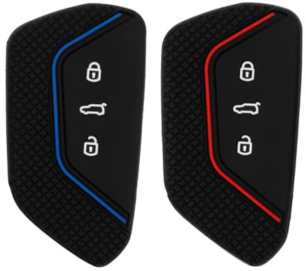 2 Stück Autoschlüssel Hülle für VW Golf 8/7/5, SEAT, Skoda, Cupra, Schlüsselhülle Silikon Cover für MK 4 Tarraco Ateca Enyaq Formentor Leon Enyaq iV 60 ID.4 ID.3, 3 Tasten Etui Schutzhülle für VW