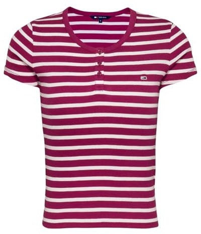 Tommy Hilfiger Damen Tjw Slim Button Rib C-Neck Ss T-Shirt