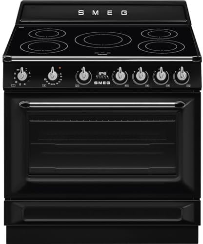SMEG TR90IMBL - Cocina estética vintage Victoria, horno multifunción, suave, placa de inducción, 90 x 60 cm, color negro, clase A