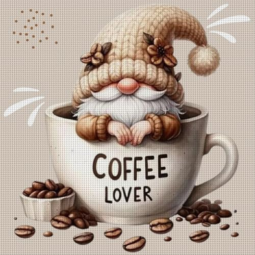 Generisch Kreuzstich Set Vorgedruckt Wichtel Kaffee, Stickvorlagen Stickbilder Vorgedruckt Kreuzstich Stickpackungen Cross Stitch Embroidery Kit Stickset Sticken Set Erwachsene Anfänger-Wichtel-5