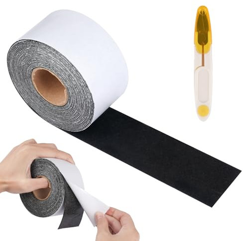 Filz Selbstklebend, 1 Rolle stark Selbstklebendes Filzband, Leicht Zuschneidbar, Strapazierfähiges Filzband Für Möbel, Filzstreifen Zum Schutz Von Holzböden Und Stühlen, 6 M Lang, 5 CM Breit (Schwarz)