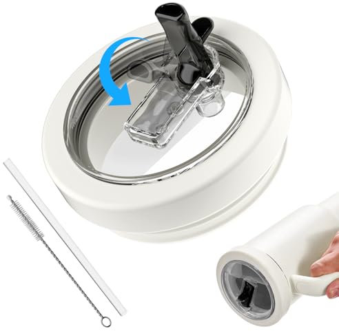 ALAFLY Tapa de Repuesto para Stanley Quencher Accesorios 40 OZ, [Silicona Duradera] a Prueba de Derrames y Salpicaduras, Extraíble Tapas de Vaso Reutilizables Fáciles de, Blanco