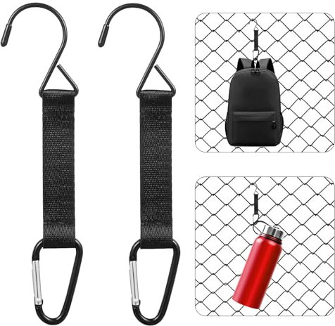 Mabor Fence Hooks for Bat Bags and Water Bottle, Hanging Buckles, Fence Clips for Backpacks, Metal Hanging Hooks for Baseball Tennis Softball Football Bag Outdoor Sports