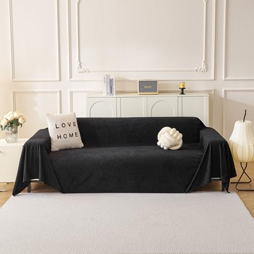 MYSKY HOME Sofa Überzug Sofaschutz Katze - Sofabezug Ecksofa, Sofaüberwurf 3 sitzer, Sofa Cover L Shape, Überwurfdecken für Sofa Schutzdecke, Sofa Bezug Kratzschutz 230 x 300cm, Schwarz