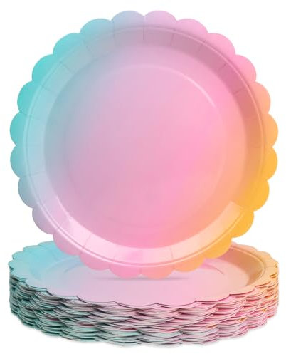 PARTY GO Piatti di carta colorati, 23 cm, 50 pezzi, per 50 ospiti, per feste di compleanno per bambini, ragazzi e ragazze