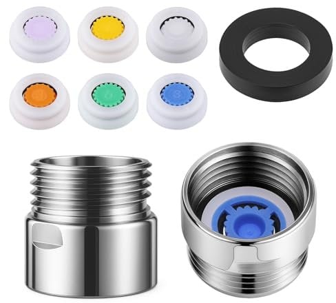 7 PCS Shower Head Flow Restrictor, Gpm 1.1/1.5/1.8/2.0/2.2/2.6 Shower Flow Reducer Limiter Set Showers Pressure Reducer with 2 PCS Washers and 1/2 Inch Restrictor Valves for Hotel Bathroom Toilet