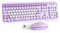 SbocKeeb Cute Teclado y Ratón Inalámbrico, Vistosa de Máquina de Escribir Teclado Retro con Teclas Redondas,2.4GHz Fullsize,Americano QWERTY (Bunny Purple)