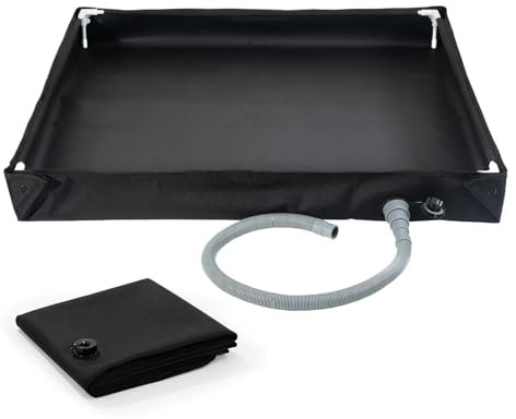 JIEBWCHA Plato De Ducha Portatil Camping 80x80x10cm Tela Oxford Base De Baño con Manguera De Drenaje Plegable 2 En 1 Resistente Compacto En Tamaño Acampada Al Aire Libre, Vacaciones En La Playa