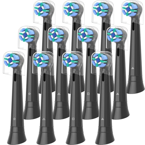 Wardimark 12er Aufsteckbürsten Kompatibel mit Oral B iO Zahnbürste Elektrisch, Zahnbürste Aufsätze für iO 2 3 4 5 6 7 8 9 10 (12 Schwarz)
