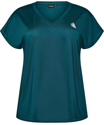 Zizzi Active Sportshirt Damen große Größen - V-Ausschnitt, Kurzarm, locker | Trainingsshirt mit V-Ausschnitt aus 88% Polyester und 12% Elastan, elastisch und leicht, für Sport und Alltag
